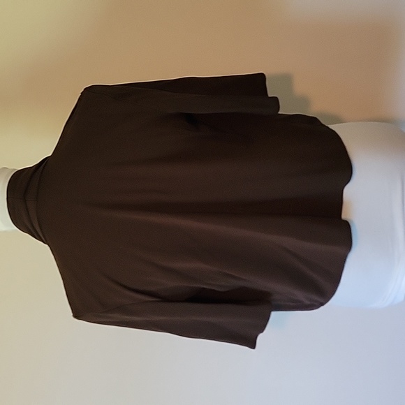 Ann Taylor swing crop sweater in chocolate brown, size Medium,  drape front - Picture 2 of 5